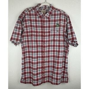 Red Head Brand Bass Pro Short Sleeve Red Plaid Button Down Shirt Size XL